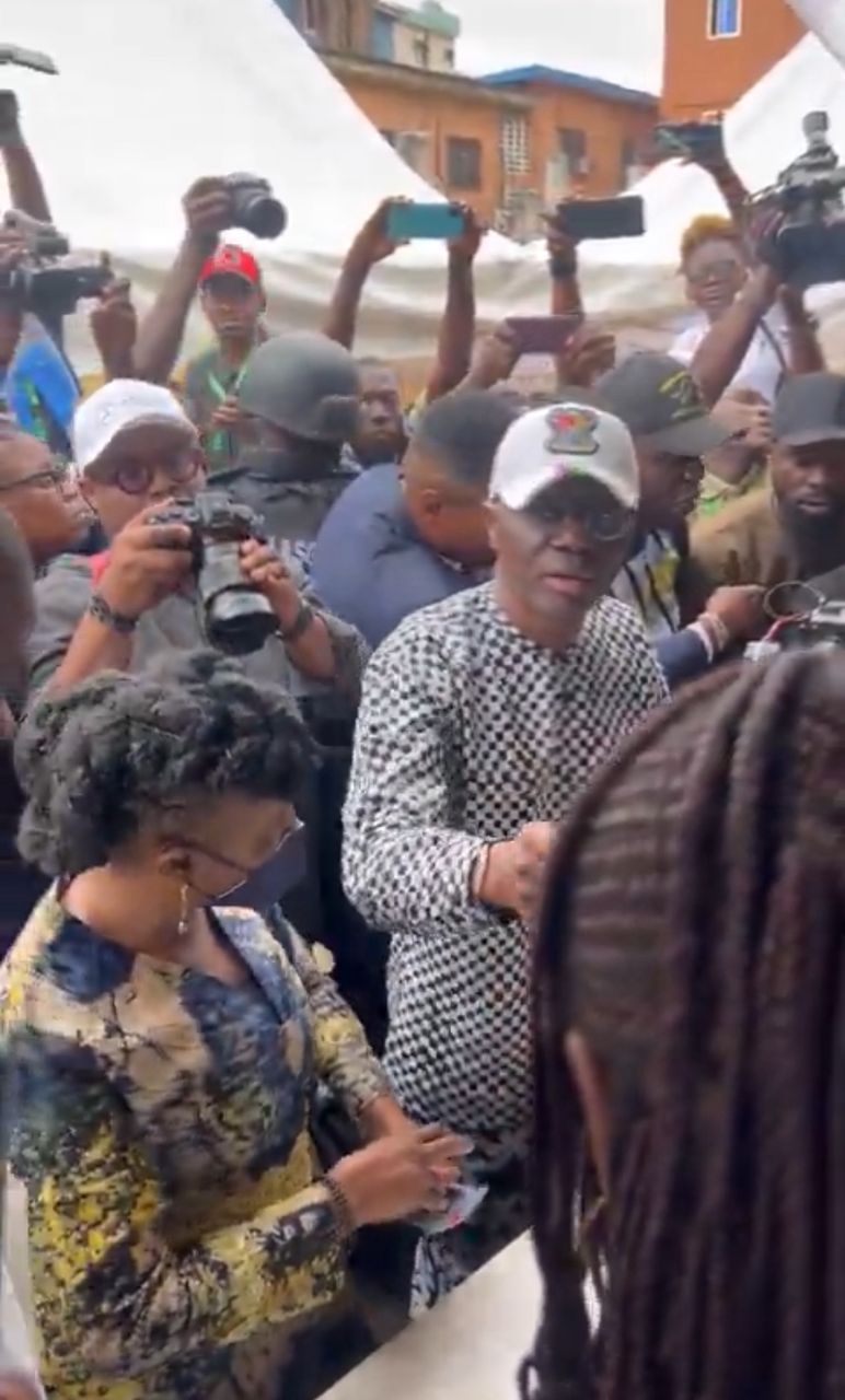 Lagos LG Polls: Sanwoolu-Olu, wife cast votes