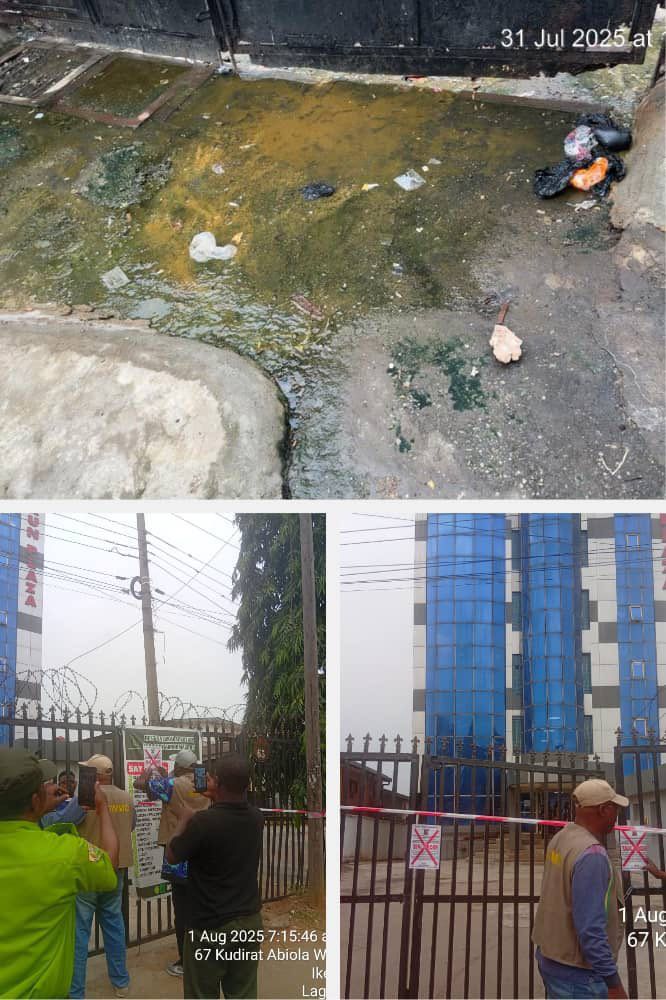 LASG seals off plaza for polluting drainage