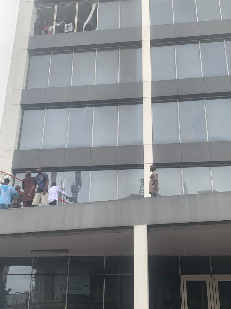 Panic as fire guts Afriland Tower in Lagos
