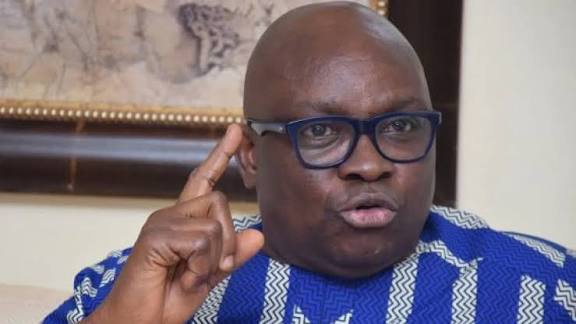 I almost collected, hit mic on Obasanjo’s head – Fayose reacts to former president’s speech at 65th birthday