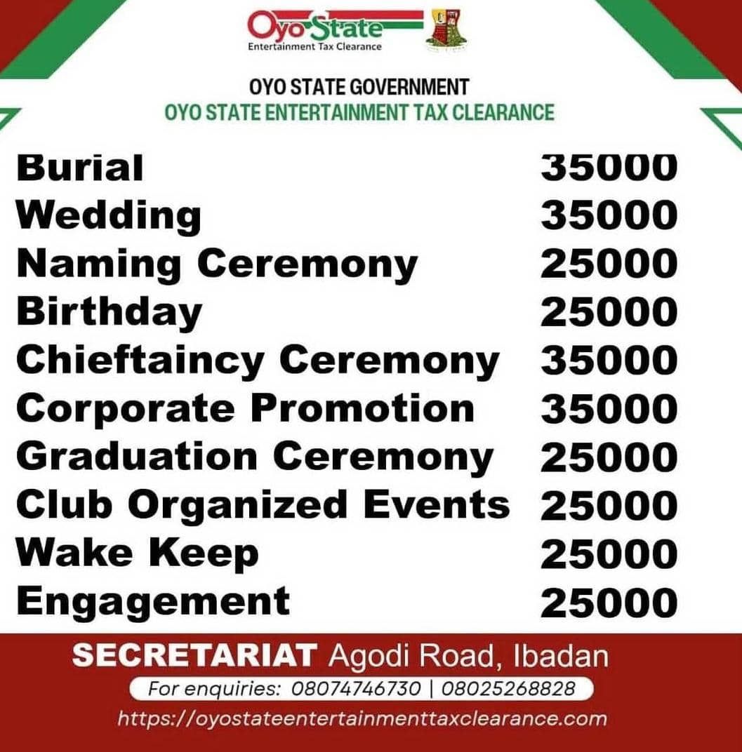 Oyo denies placing tax on graduation, birthday, burials, others