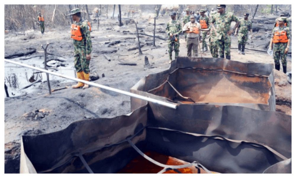 Navy intensifies crackdown on oil theft, destroys illegal refinery in Rivers